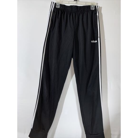 Adidas Black Track Pants Joggers Mens Size Large Zipper Pockets - Picture 1 of 10